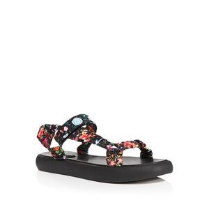 AQUA Womens Black Cushioned Tenly Square Toe Platform Sandals 7.5 M